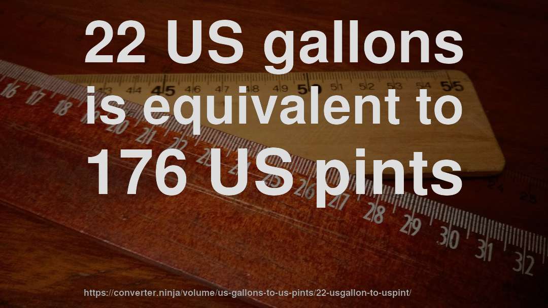 22 US gallons is equivalent to 176 US pints