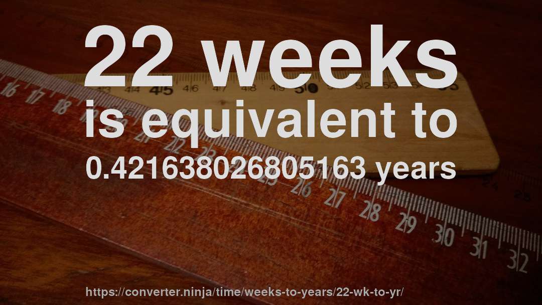 22 weeks is equivalent to 0.421638026805163 years