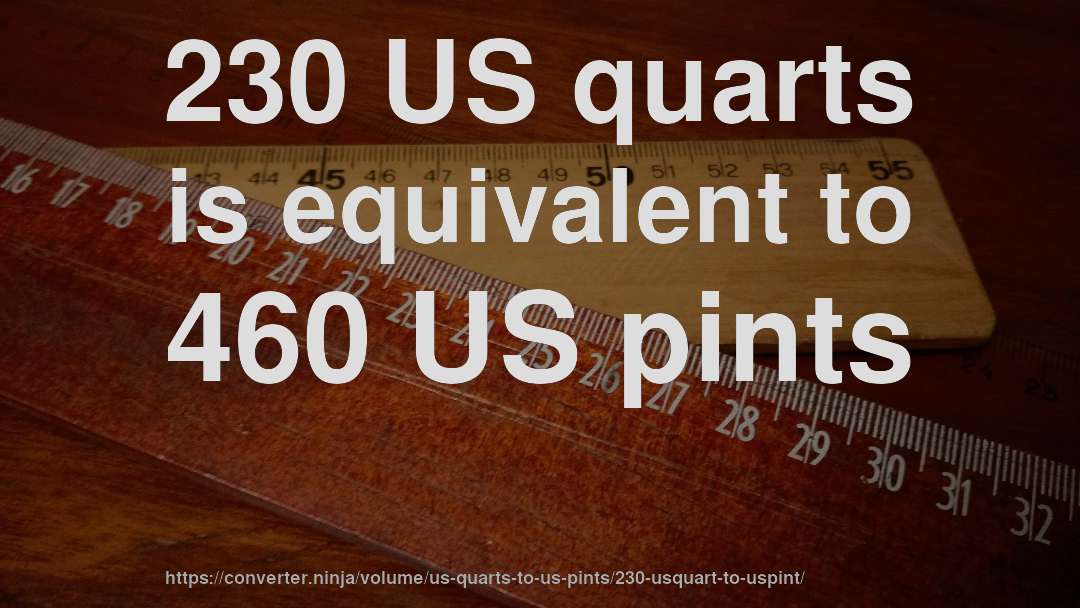 230 US quarts is equivalent to 460 US pints