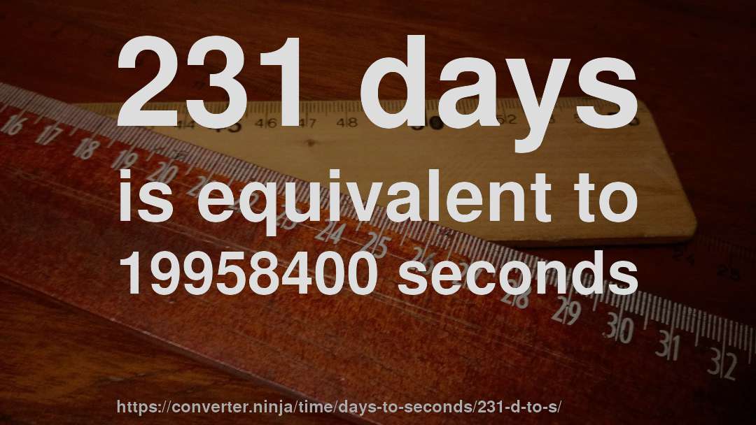 231 days is equivalent to 19958400 seconds