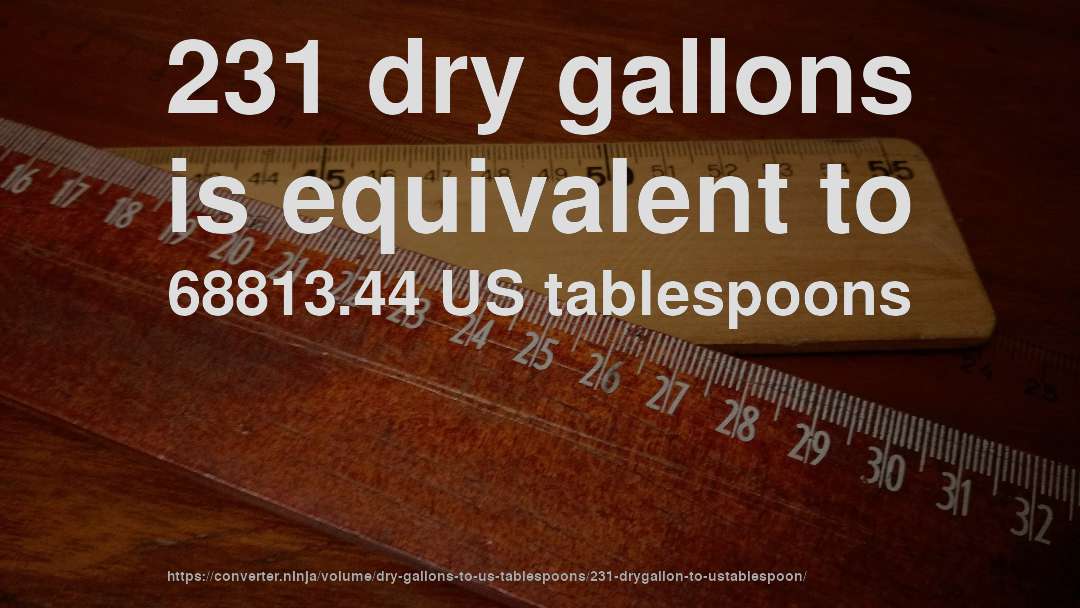 231 dry gallons is equivalent to 68813.44 US tablespoons