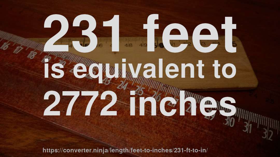 231 feet is equivalent to 2772 inches