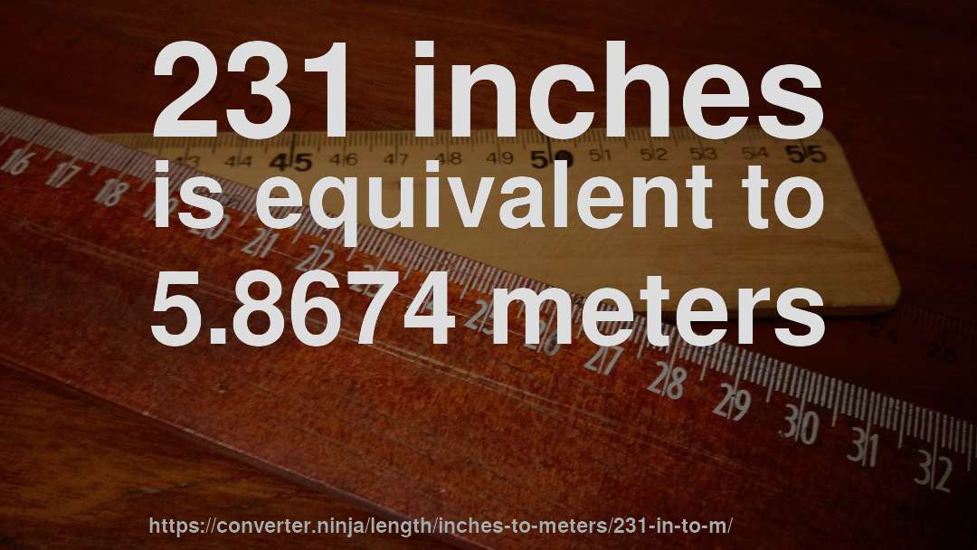 231 inches is equivalent to 5.8674 meters