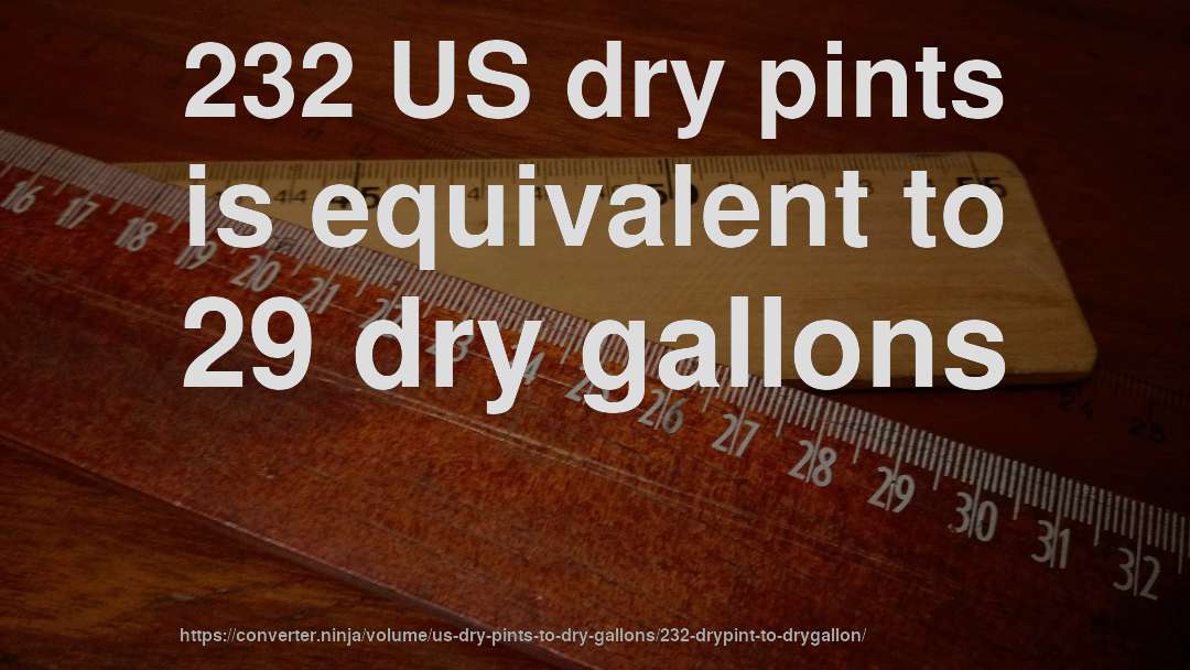 232 US dry pints is equivalent to 29 dry gallons