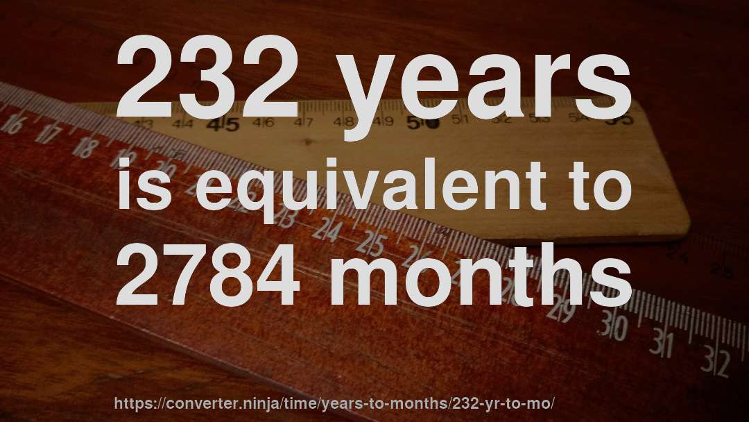 232 years is equivalent to 2784 months