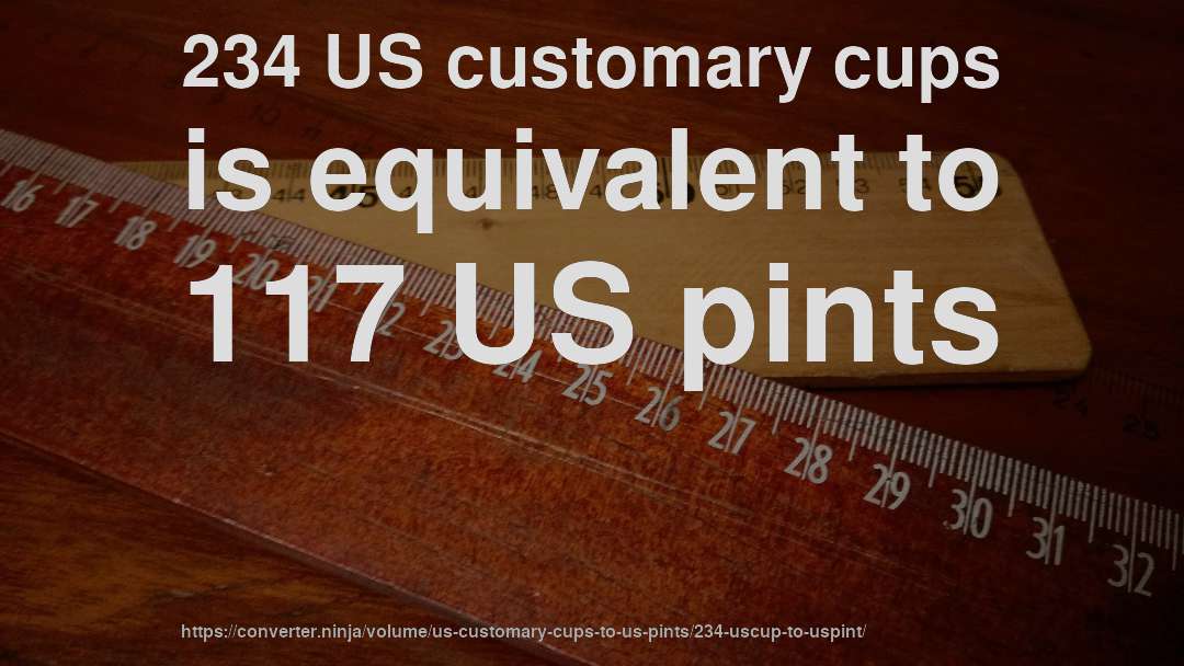 234 US customary cups is equivalent to 117 US pints