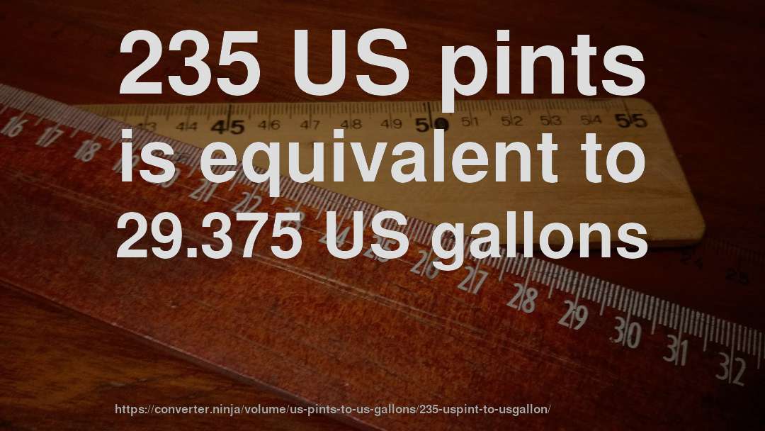235 US pints is equivalent to 29.375 US gallons