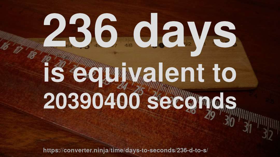 236 days is equivalent to 20390400 seconds