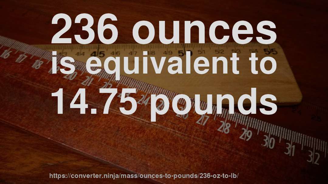 236 ounces is equivalent to 14.75 pounds