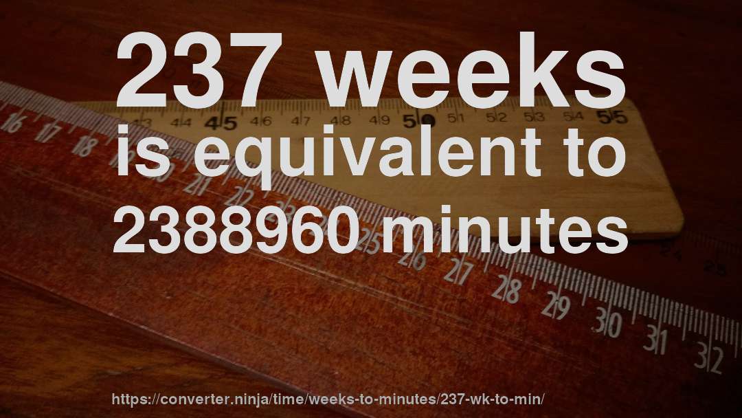 237 weeks is equivalent to 2388960 minutes