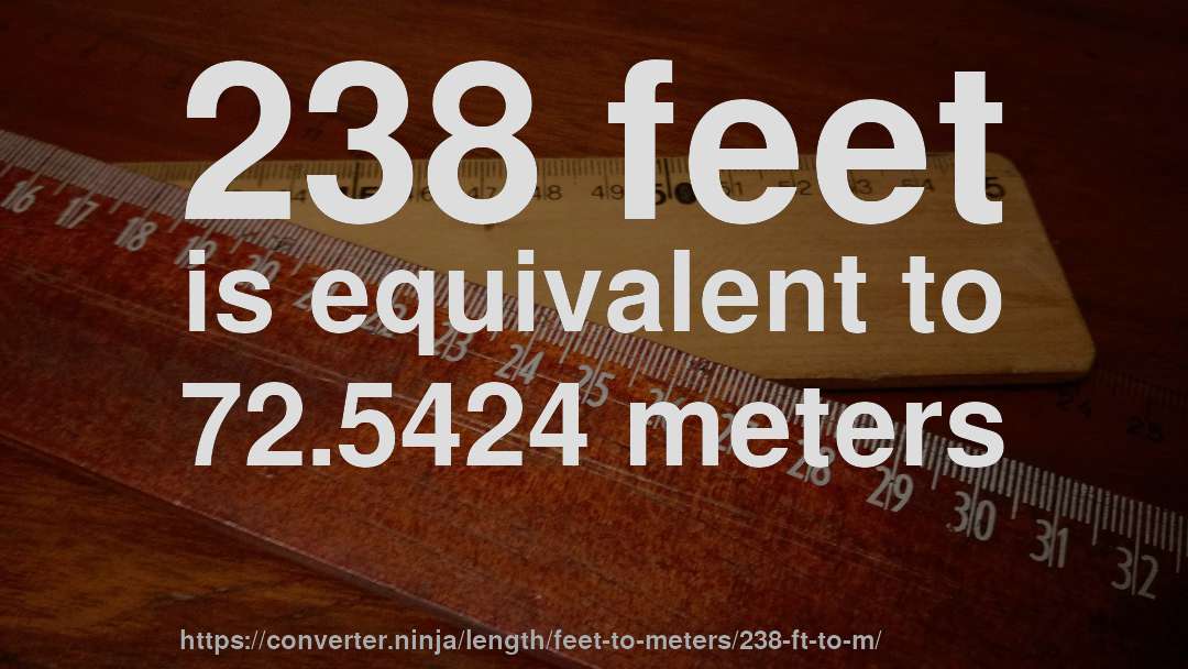 238 feet is equivalent to 72.5424 meters