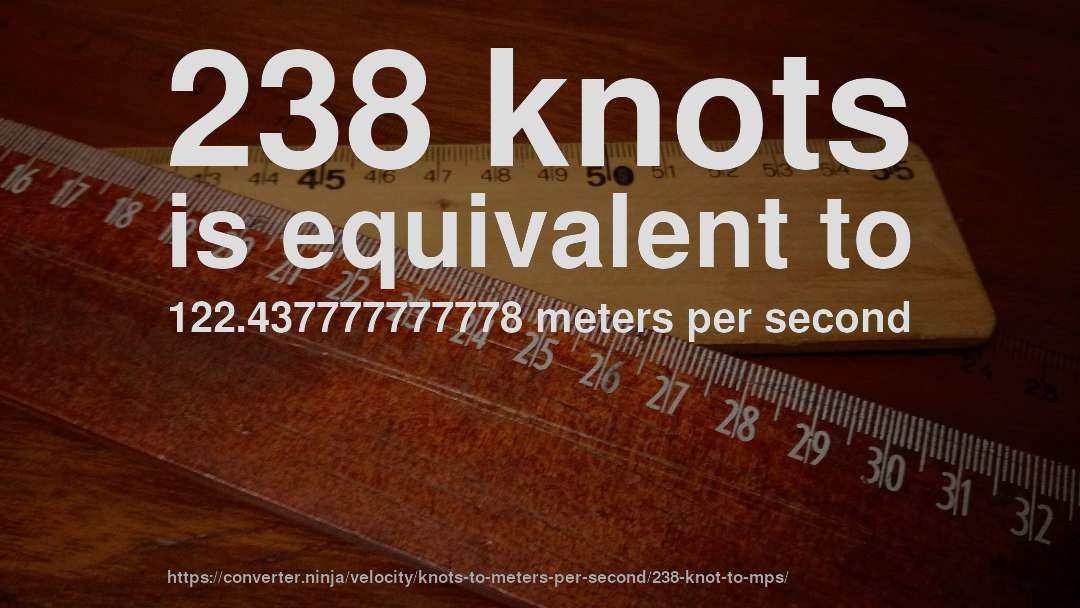 238 knots is equivalent to 122.437777777778 meters per second