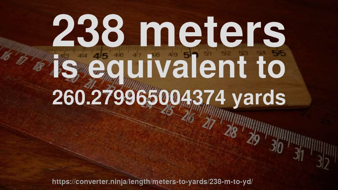 238 meters is equivalent to 260.279965004374 yards