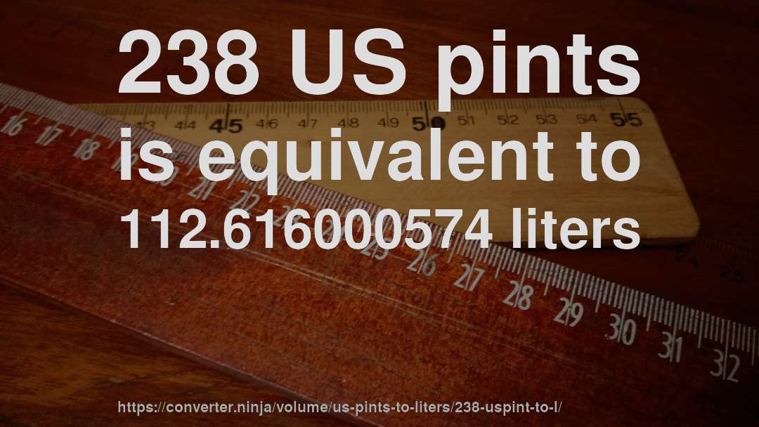 238 US pints is equivalent to 112.616000574 liters
