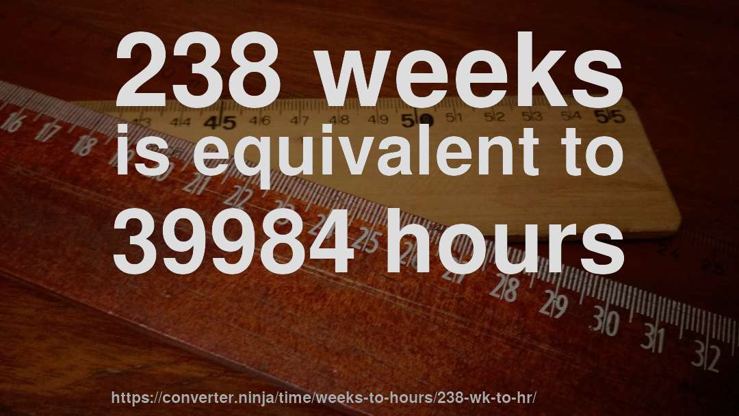 238 weeks is equivalent to 39984 hours