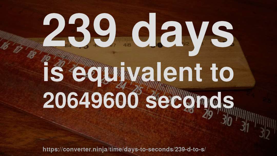 239 days is equivalent to 20649600 seconds