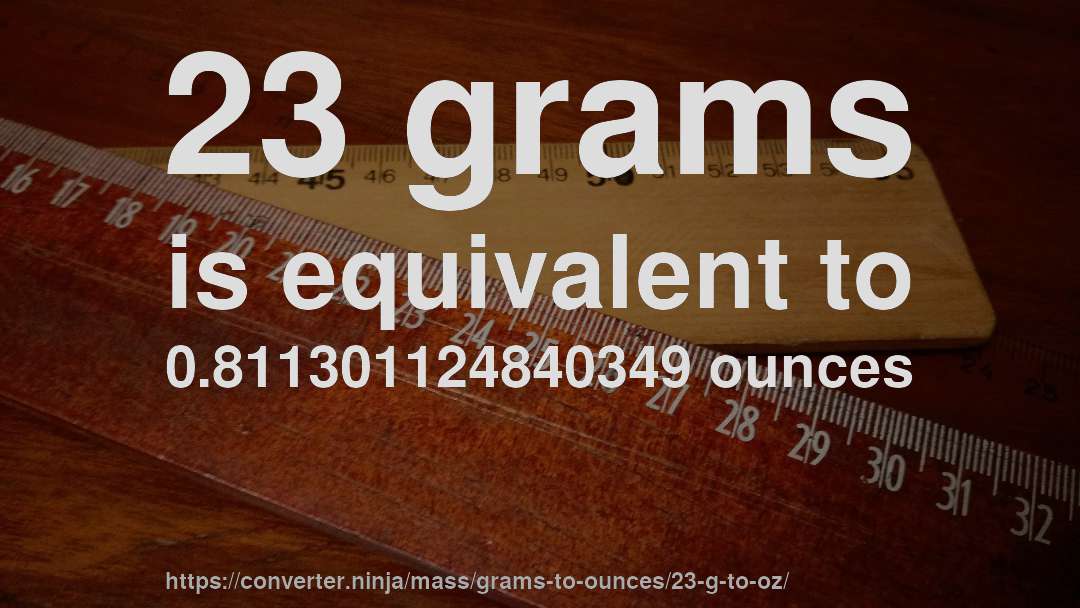 23 grams is equivalent to 0.811301124840349 ounces