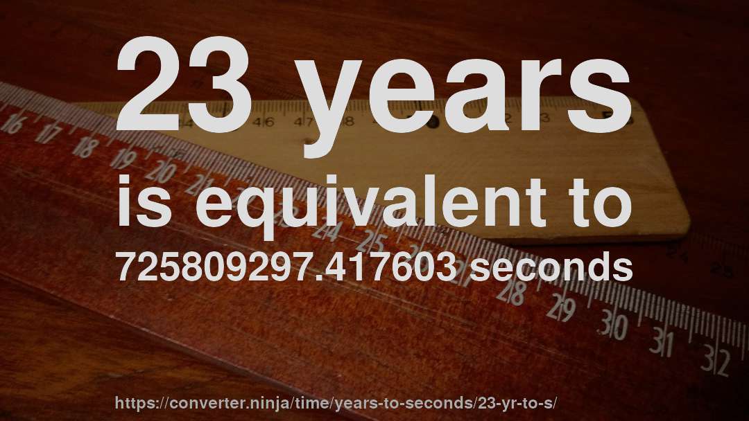 23 years is equivalent to 725809297.417603 seconds