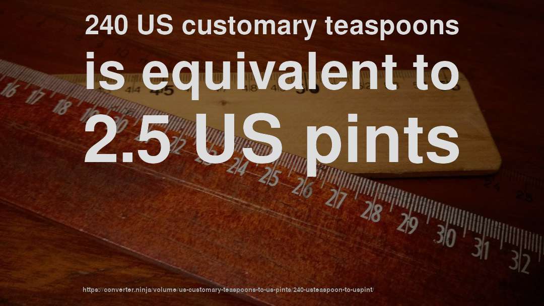 240 US customary teaspoons is equivalent to 2.5 US pints