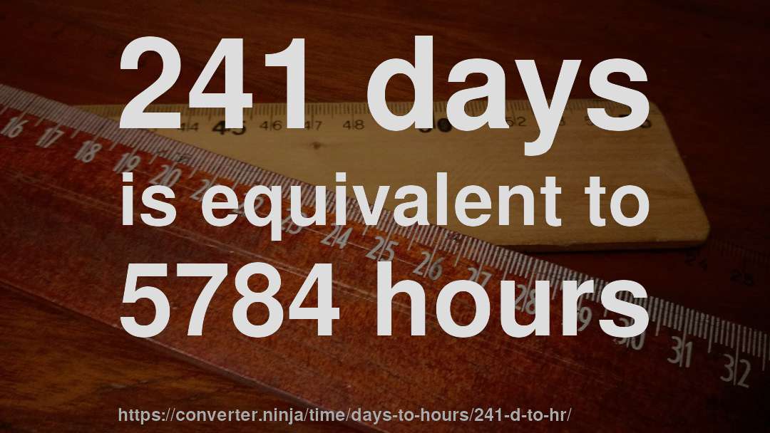 241 days is equivalent to 5784 hours