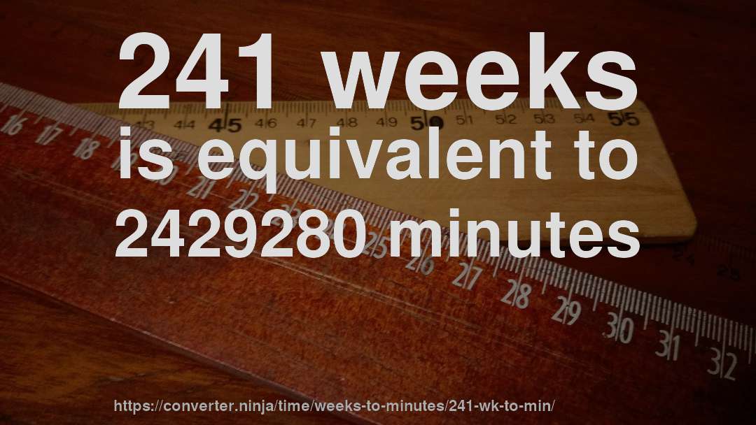 241 weeks is equivalent to 2429280 minutes