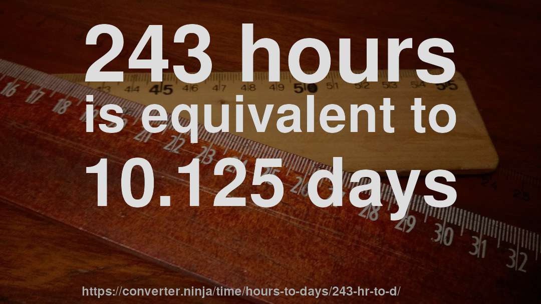 243 hours is equivalent to 10.125 days
