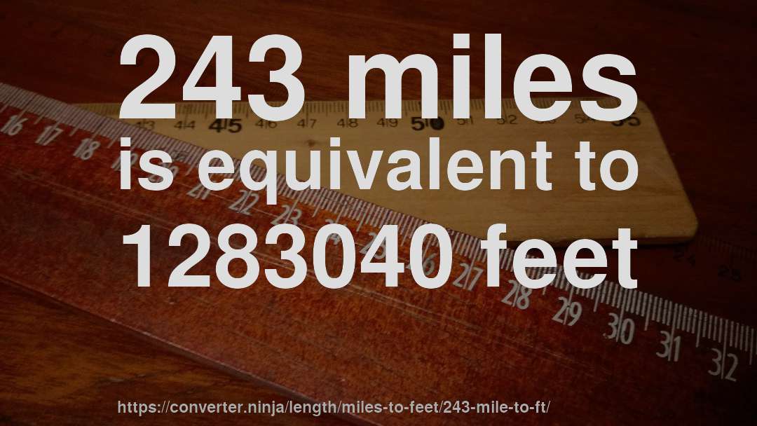 243 miles is equivalent to 1283040 feet