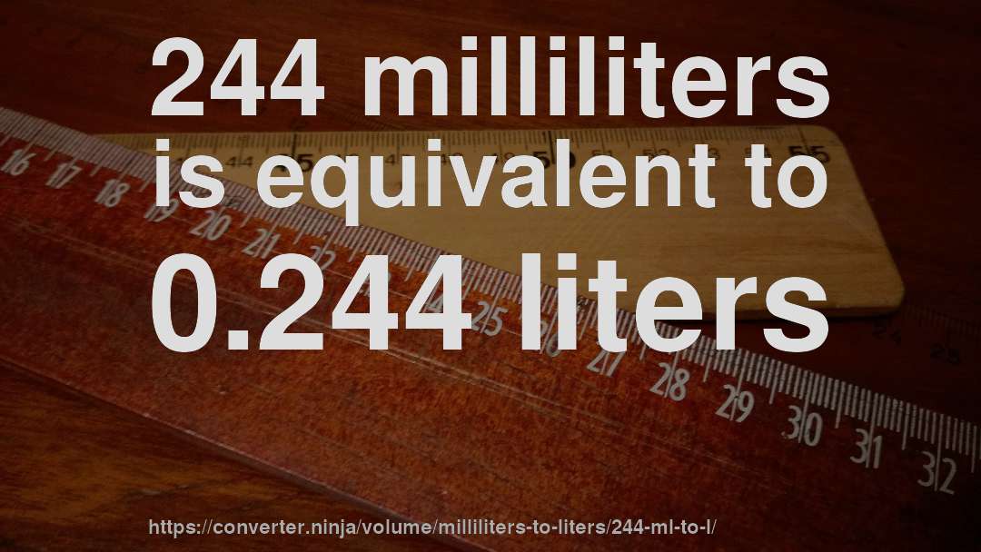244 milliliters is equivalent to 0.244 liters
