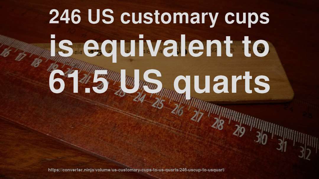 246 US customary cups is equivalent to 61.5 US quarts