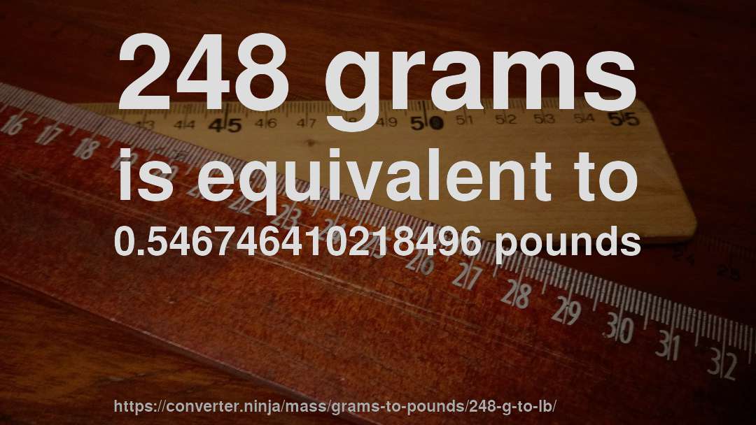 248 grams is equivalent to 0.546746410218496 pounds