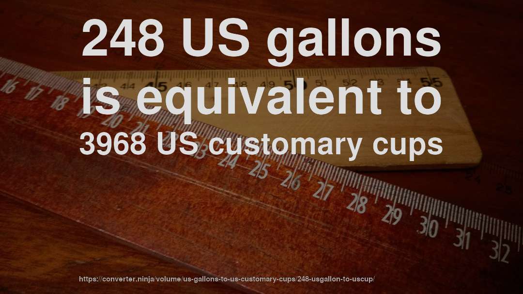 248 US gallons is equivalent to 3968 US customary cups
