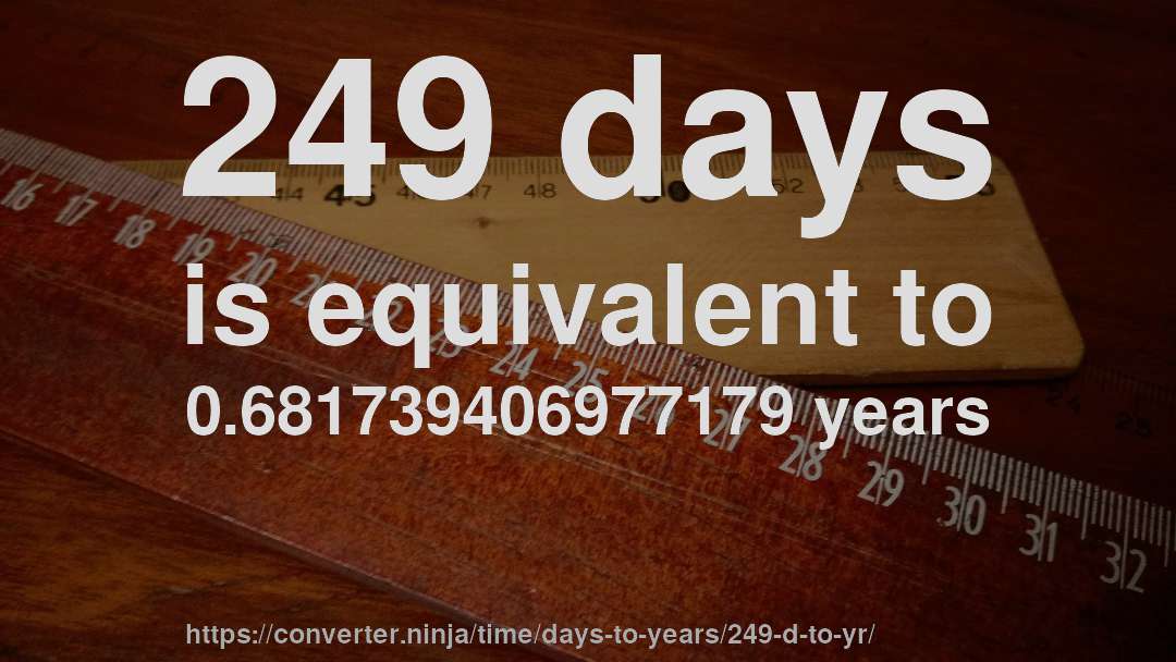 249 days is equivalent to 0.681739406977179 years