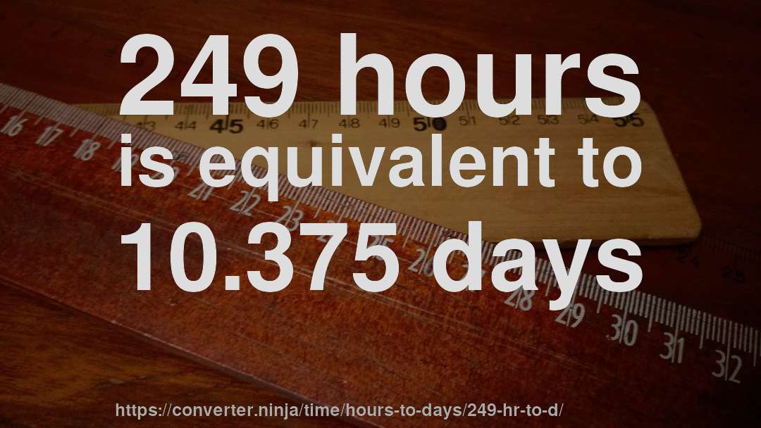 249 hours is equivalent to 10.375 days