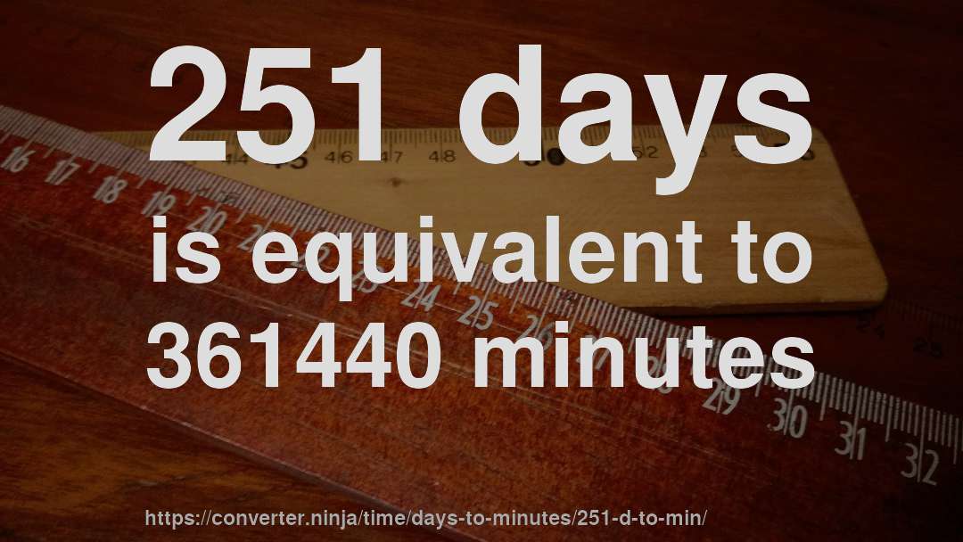 251 days is equivalent to 361440 minutes