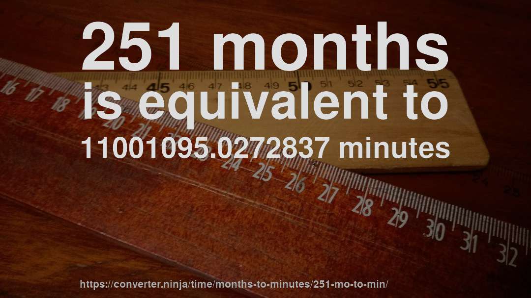 251 months is equivalent to 11001095.0272837 minutes