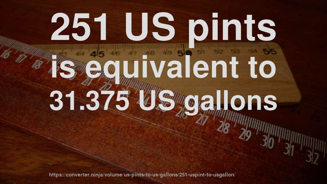 251 US pints is equivalent to 31.375 US gallons