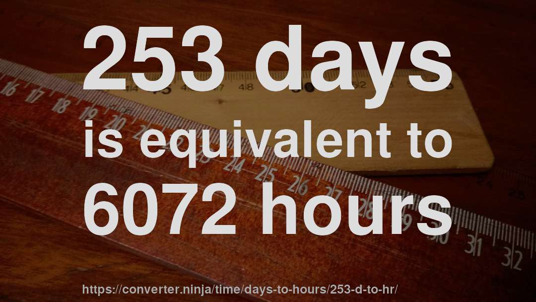 253 days is equivalent to 6072 hours