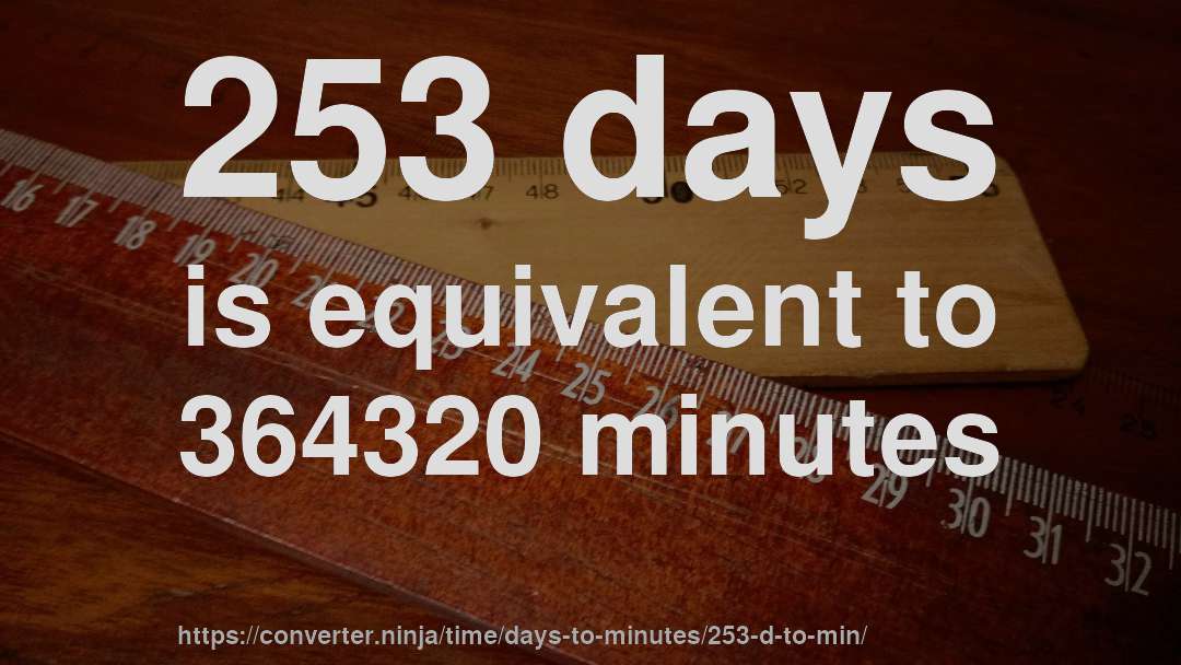 253 days is equivalent to 364320 minutes