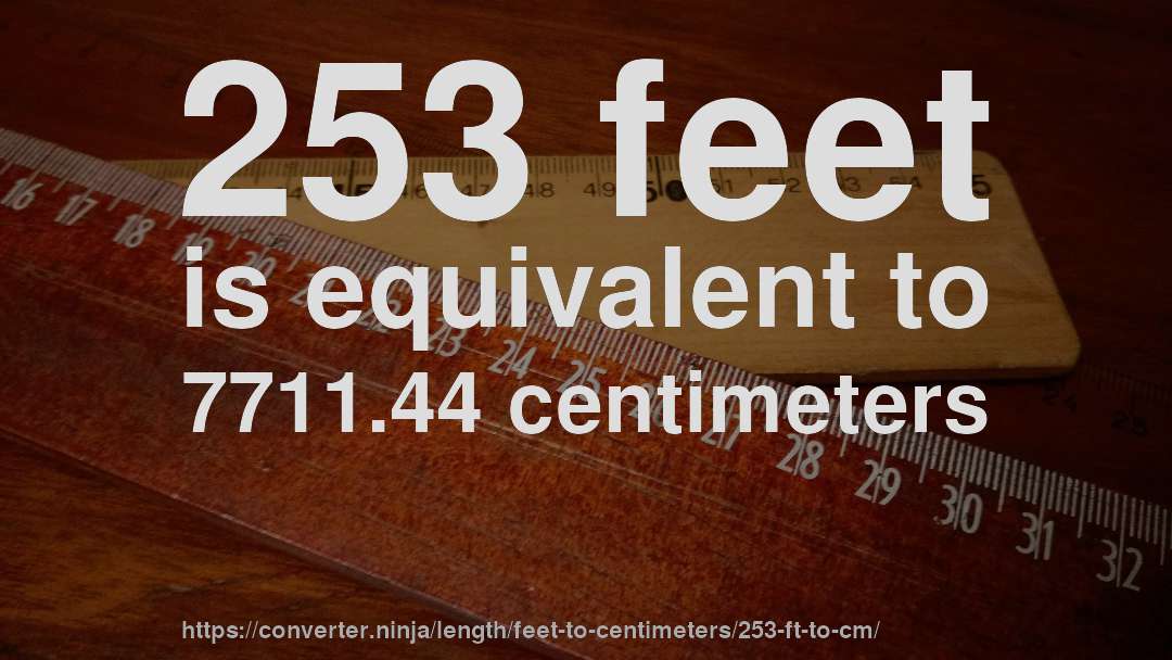 253 feet is equivalent to 7711.44 centimeters
