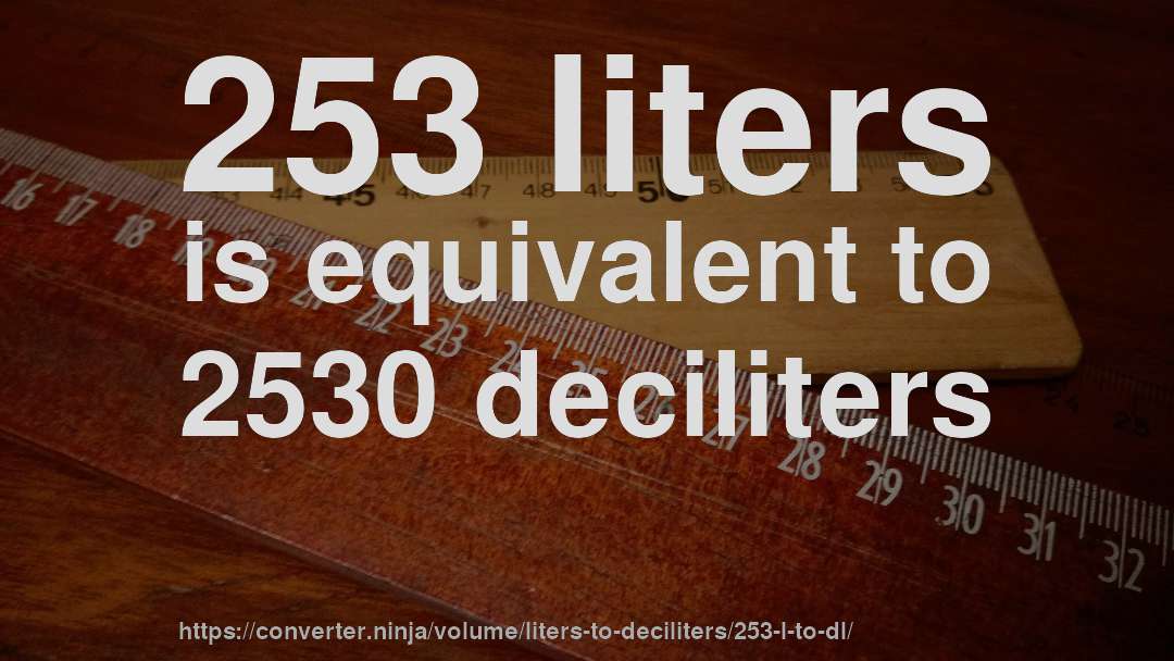253 liters is equivalent to 2530 deciliters