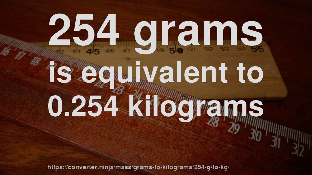 254 grams is equivalent to 0.254 kilograms