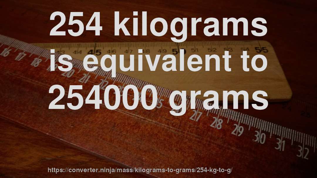 254 kilograms is equivalent to 254000 grams