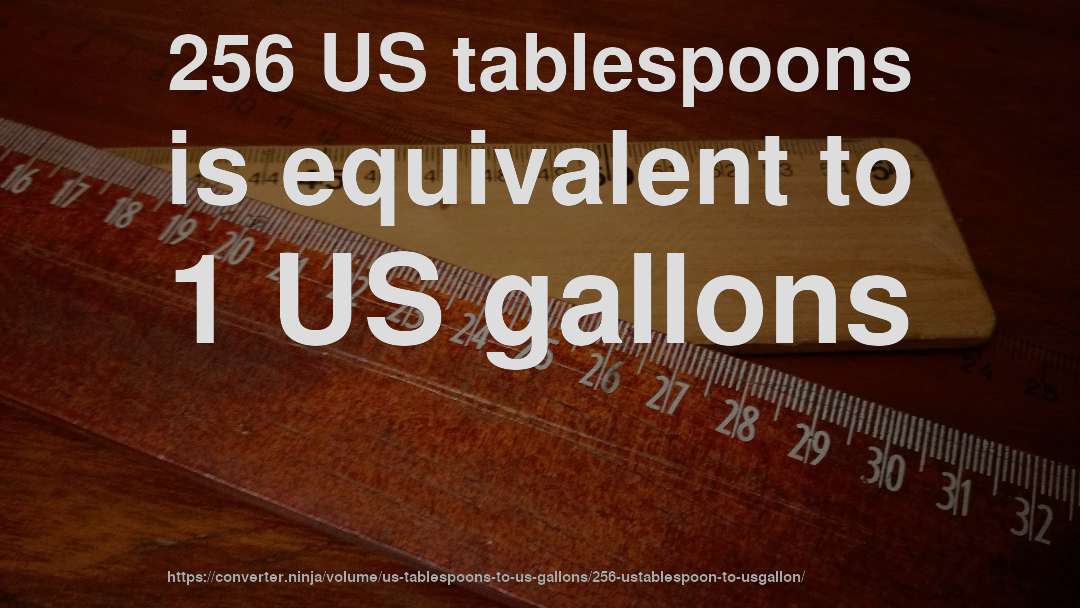 256 US tablespoons is equivalent to 1 US gallons