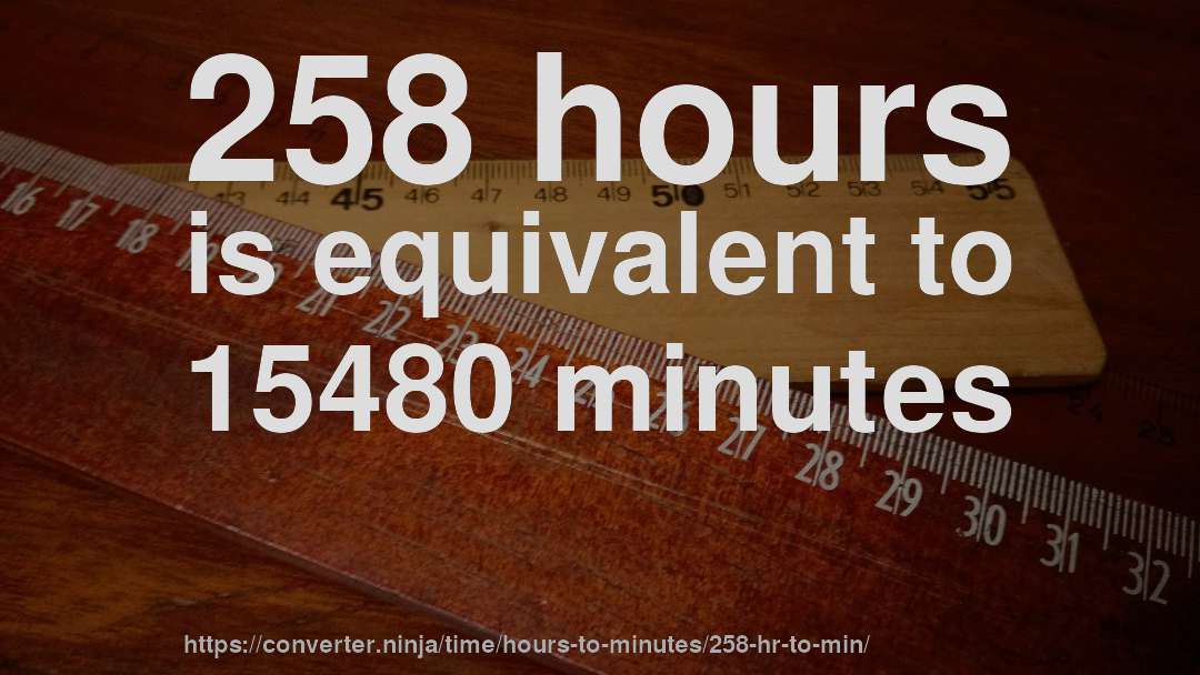 258 hours is equivalent to 15480 minutes