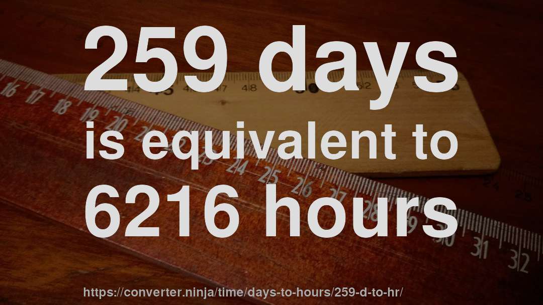 259 days is equivalent to 6216 hours