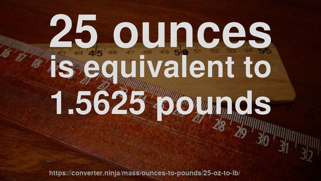 25 ounces is equivalent to 1.5625 pounds