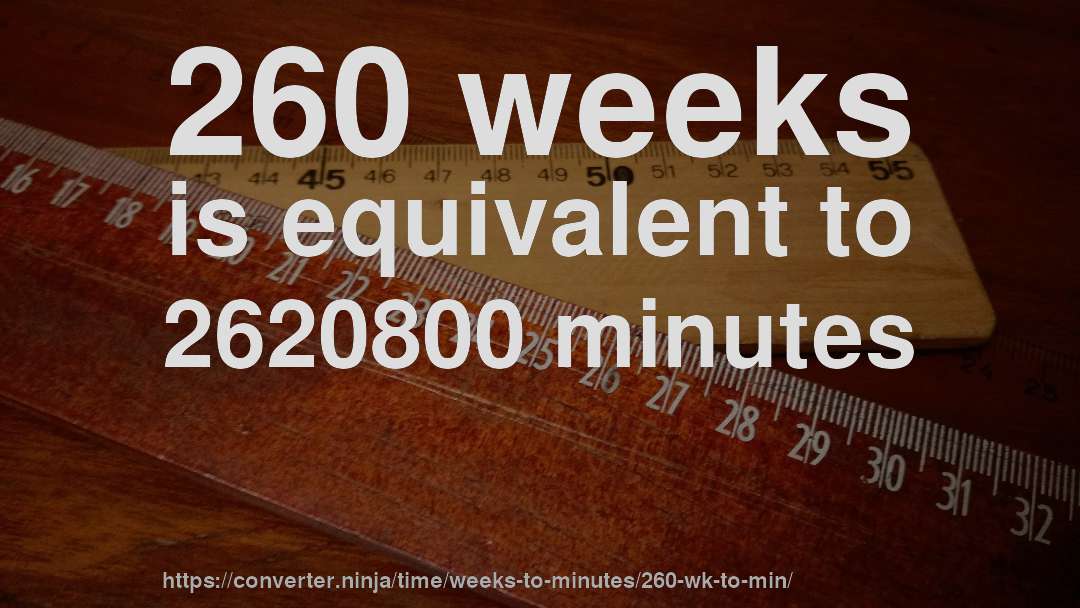 260 weeks is equivalent to 2620800 minutes