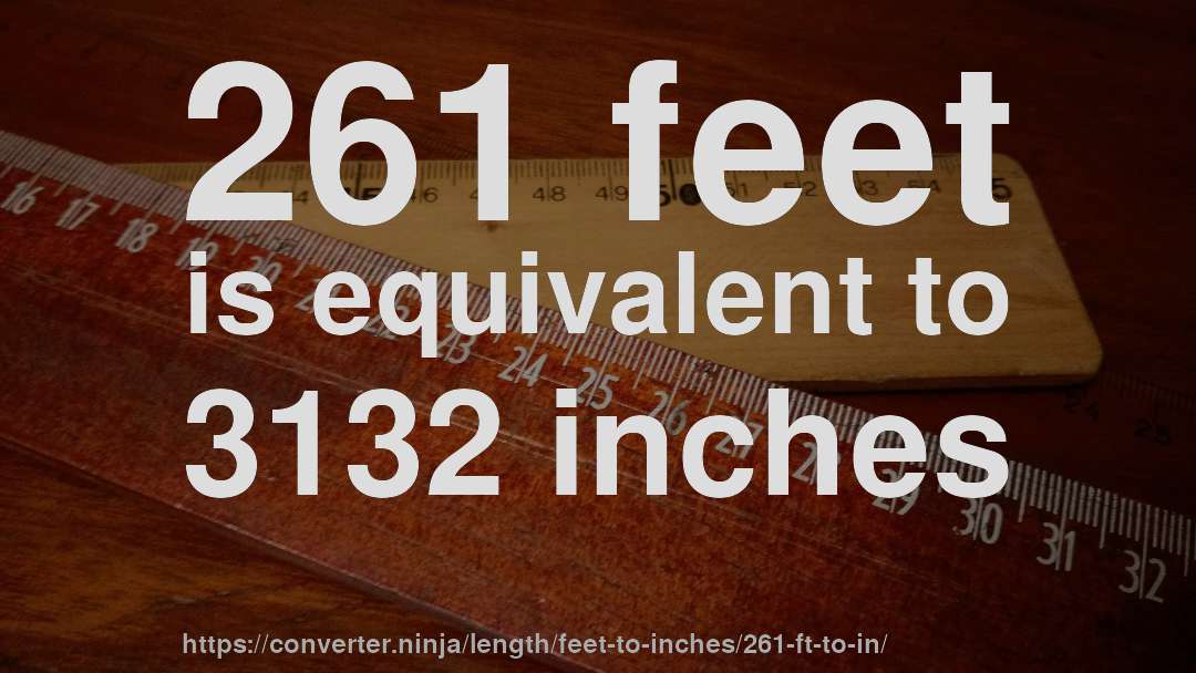 261 feet is equivalent to 3132 inches