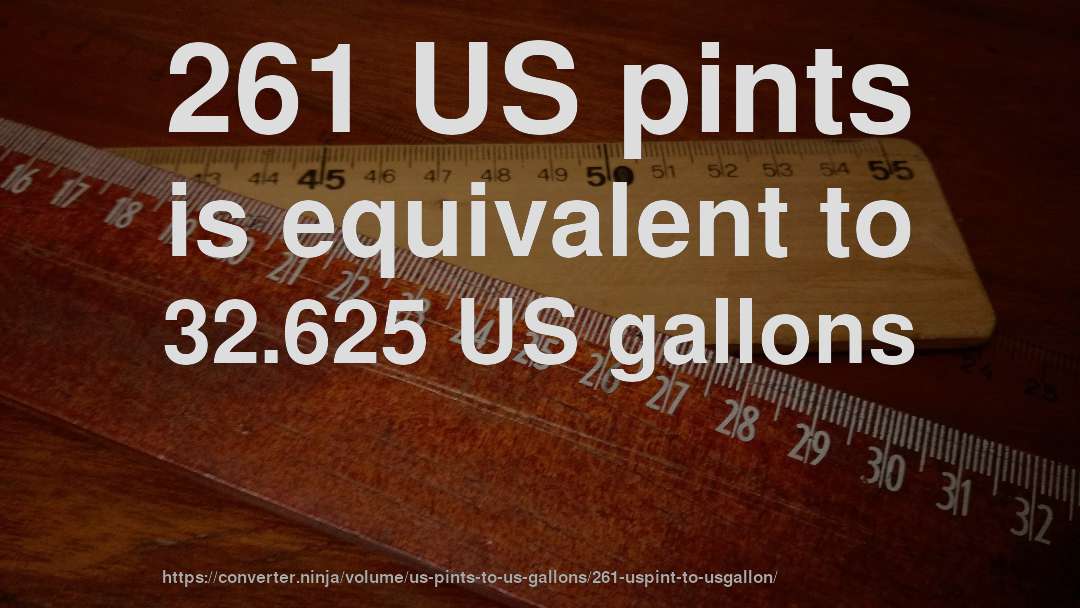 261 US pints is equivalent to 32.625 US gallons