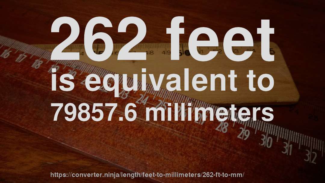 262 feet is equivalent to 79857.6 millimeters